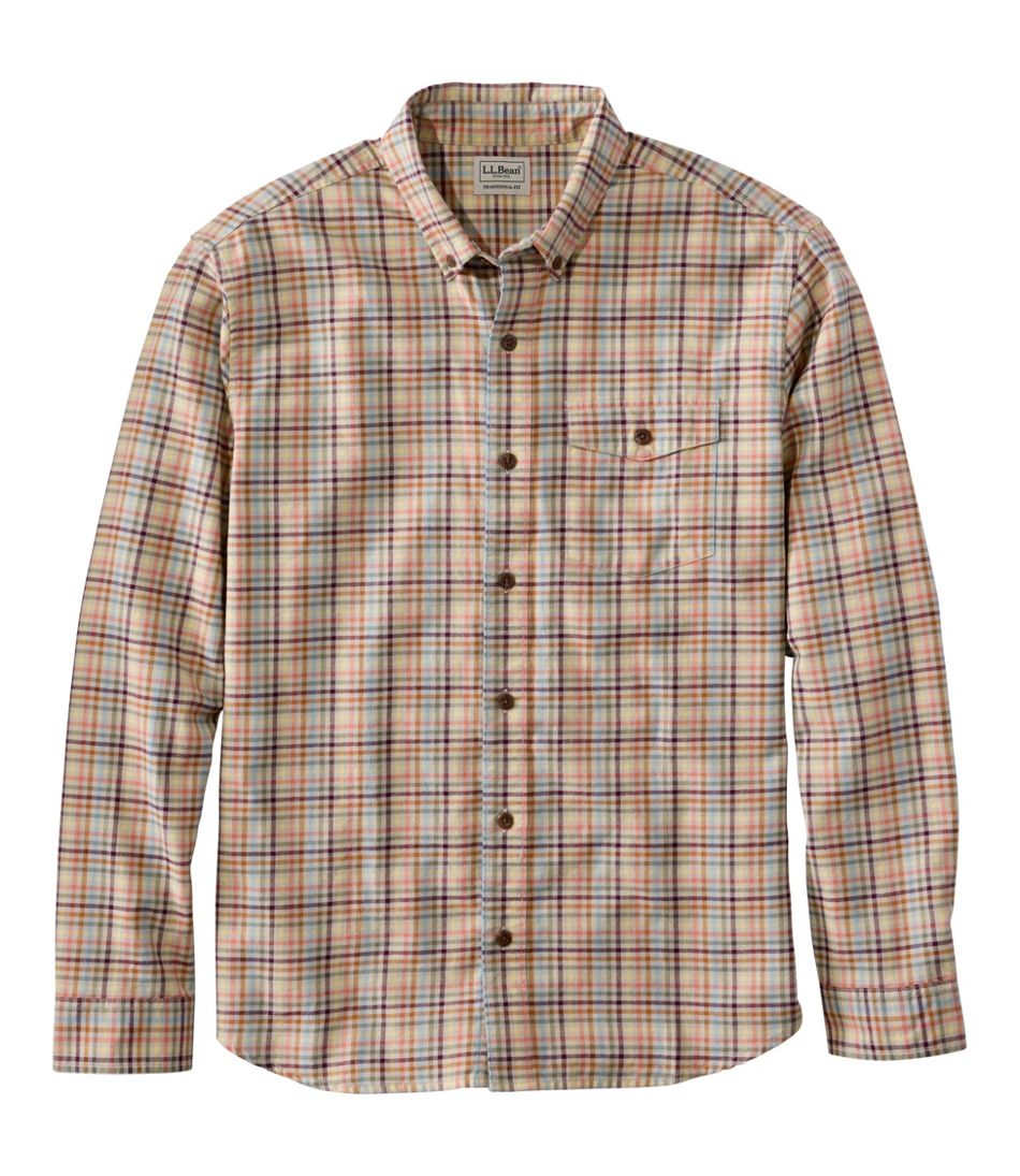 Plaid Men's Brushed Jaspé Twill Shirt Traditional Untucked Fit