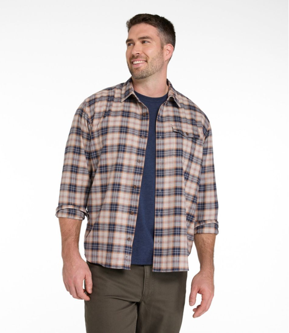 Plaid Men's Brushed Jaspé Twill Shirt Traditional Untucked Fit