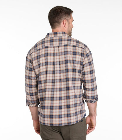 Men's Brushed Jaspé Twill Shirt, Plaid, Traditional Untucked Fit