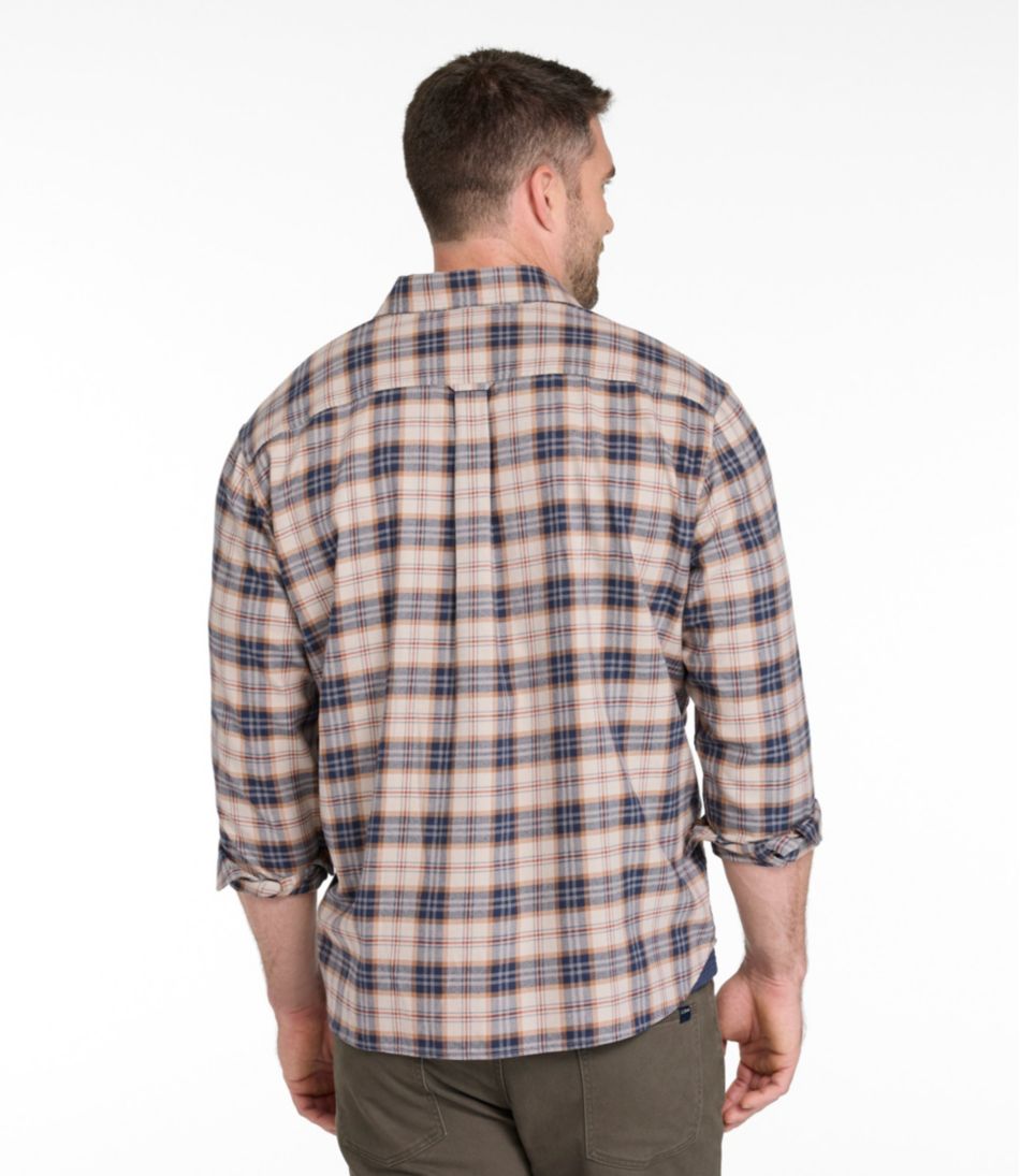 Plaid Men's Brushed Jaspé Twill Shirt Traditional Untucked Fit