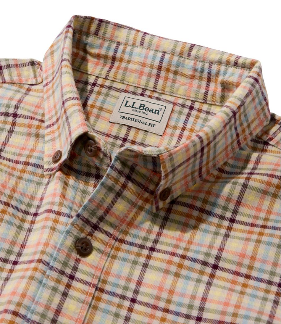 Plaid Men's Brushed Jaspé Twill Shirt Traditional Untucked Fit