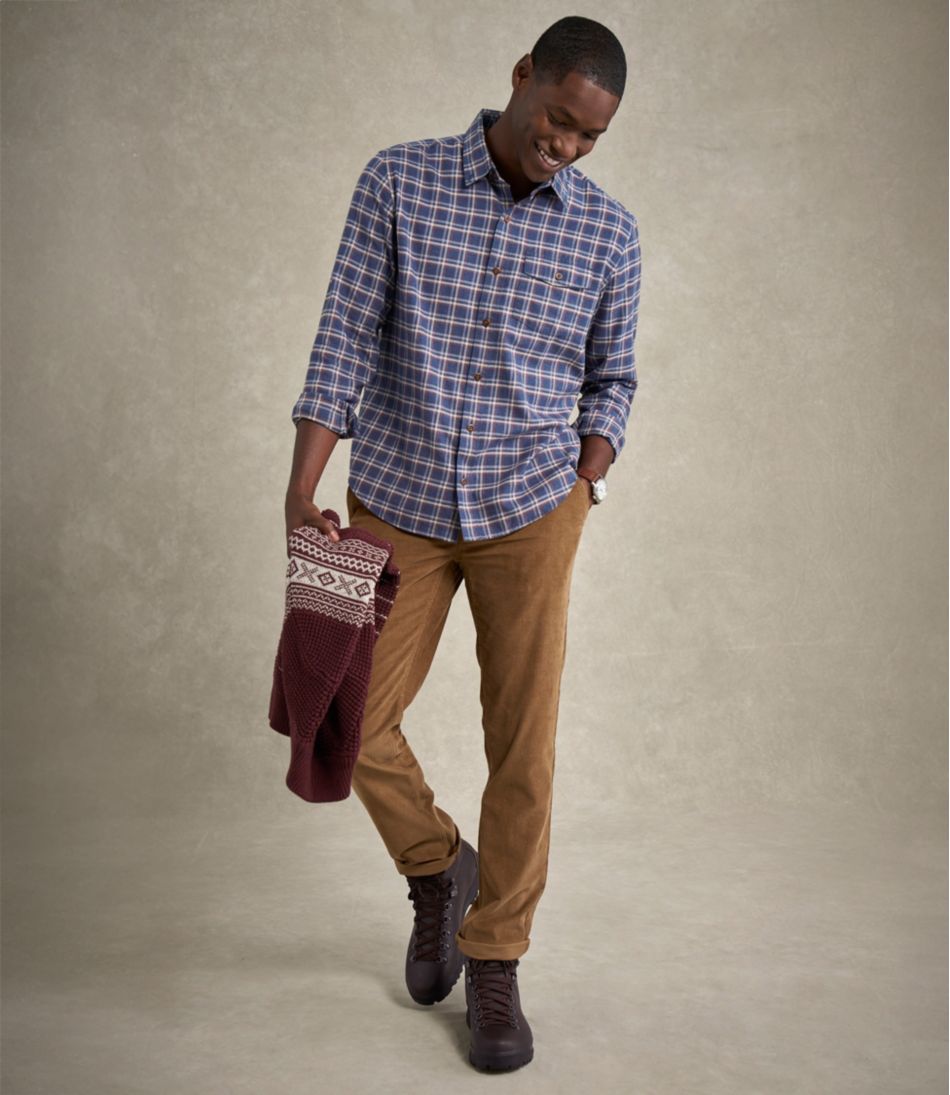 Plaid Men's Brushed Jaspé Twill Shirt Traditional Untucked Fit