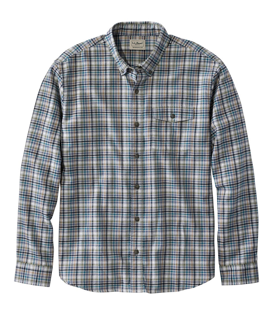 Plaid Men's Brushed Jaspé Twill Shirt Traditional Untucked Fit