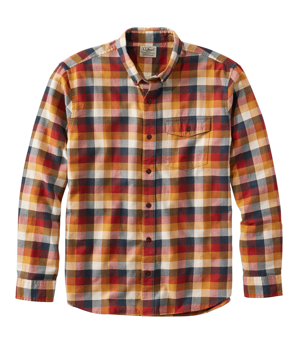 Plaid Men's Brushed Jaspé Twill Shirt Traditional Untucked Fit