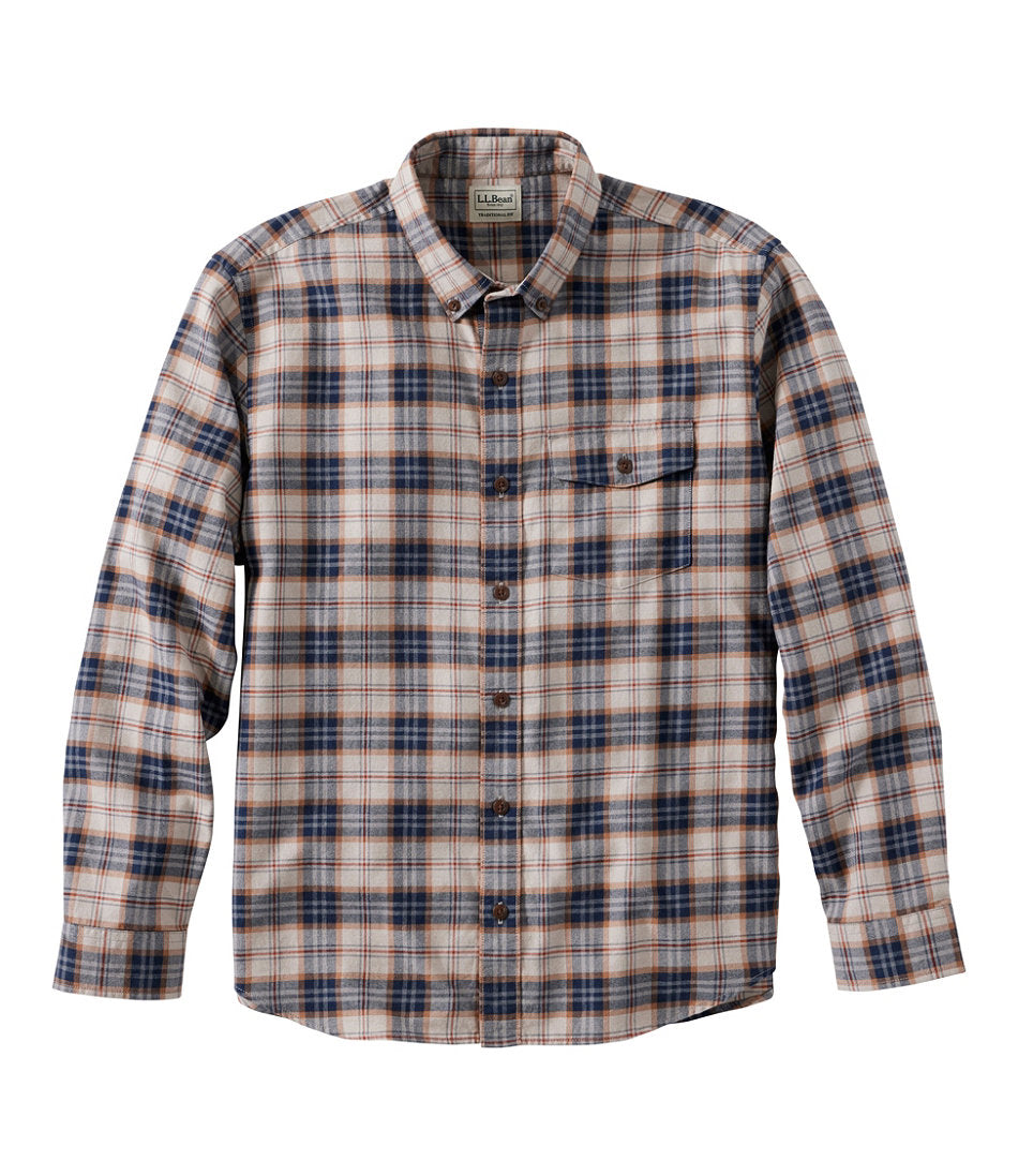 Plaid Men's Brushed Jaspé Twill Shirt Traditional Untucked Fit