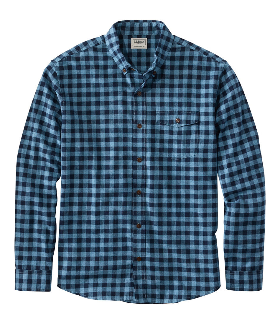 Plaid Men's Brushed Jaspé Twill Shirt Traditional Untucked Fit