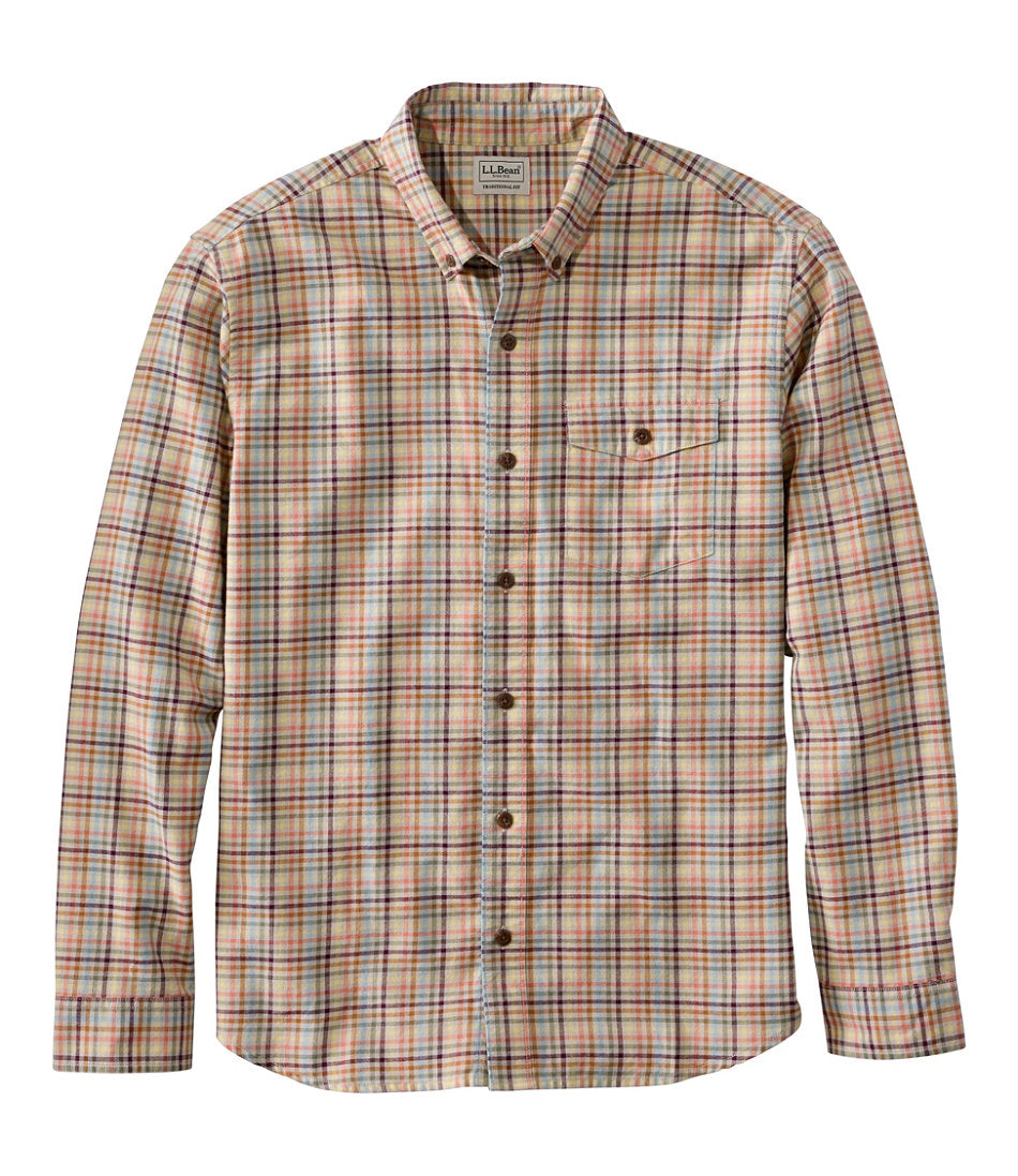 Plaid Men's Brushed Jaspé Twill Shirt Traditional Untucked Fit