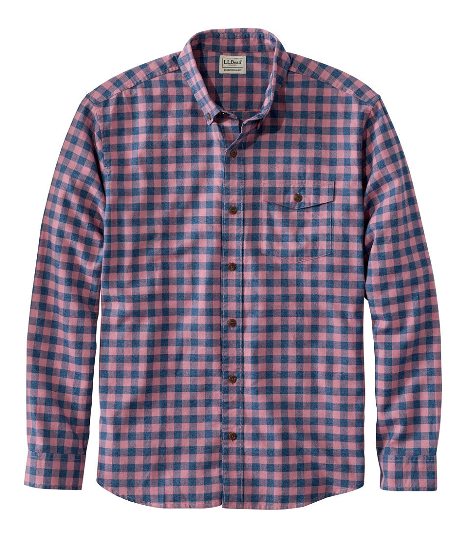 Plaid Men's Brushed Jaspé Twill Shirt Traditional Untucked Fit