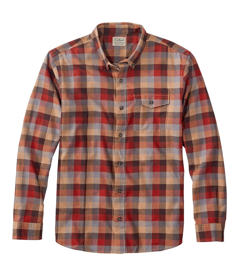 Plaid Men's Brushed Jaspé Twill Shirt Traditional Untucked Fit