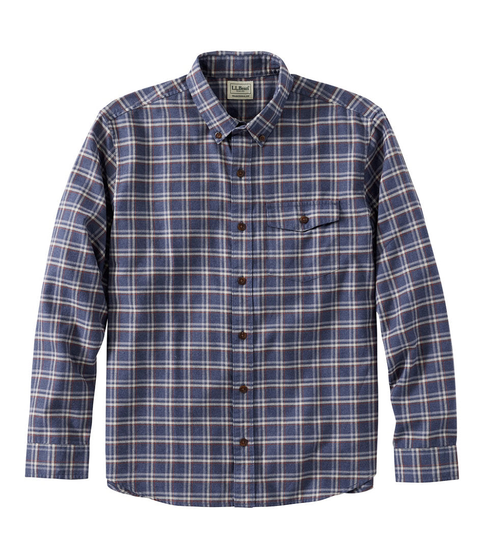 Plaid Men's Brushed Jaspé Twill Shirt Traditional Untucked Fit