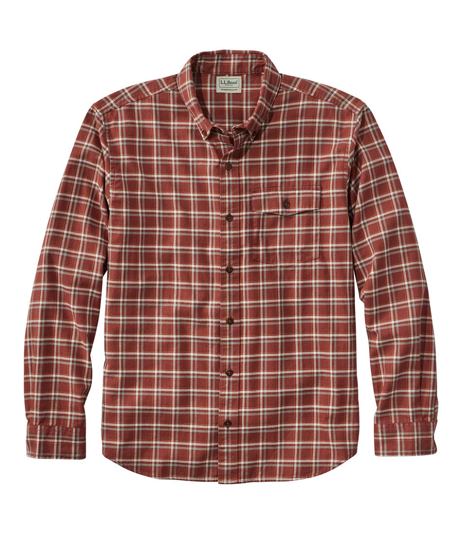 Plaid Men's Brushed Jaspé Twill Shirt Traditional Untucked Fit