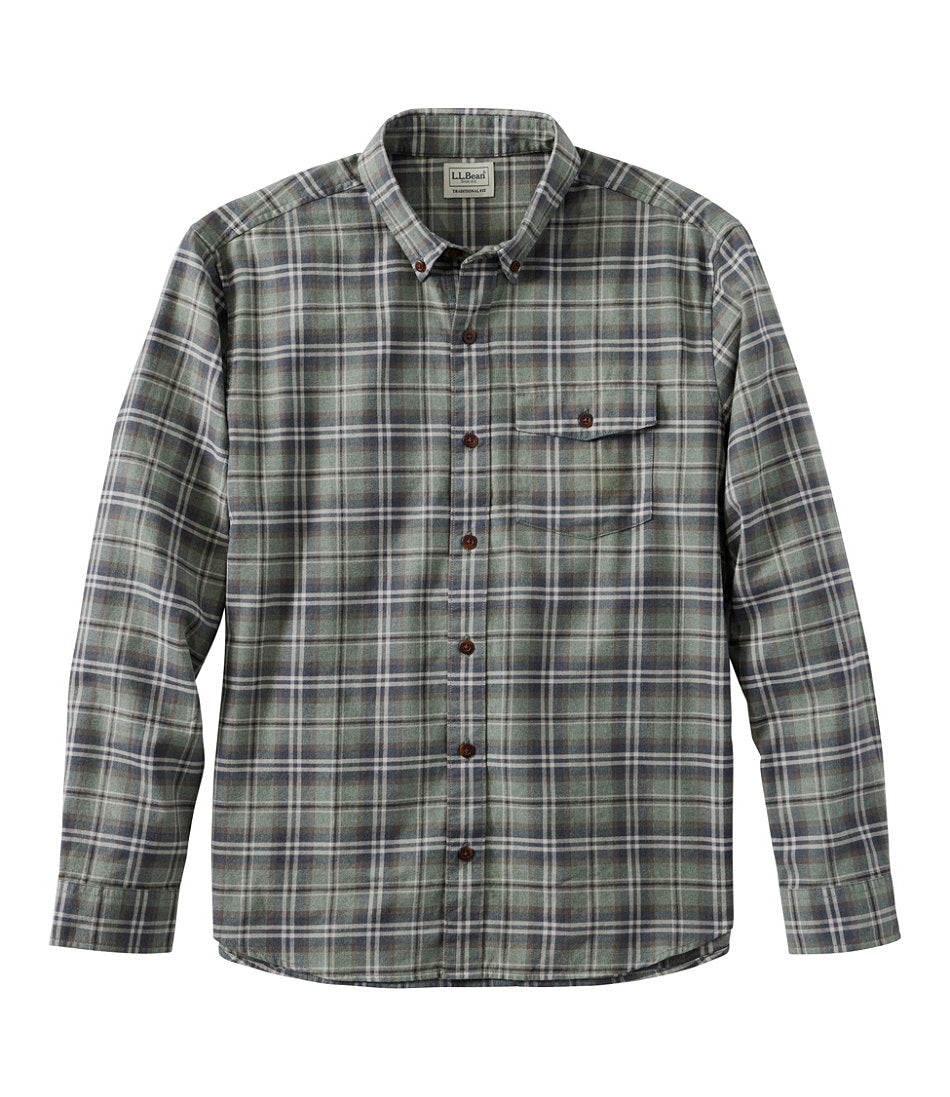 Plaid Men's Brushed Jaspé Twill Shirt Traditional Untucked Fit