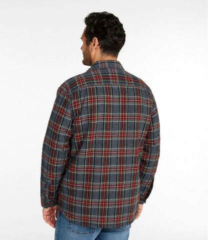 Men's Sherpa-Lined Scotch Plaid Shirt, Slightly Fitted