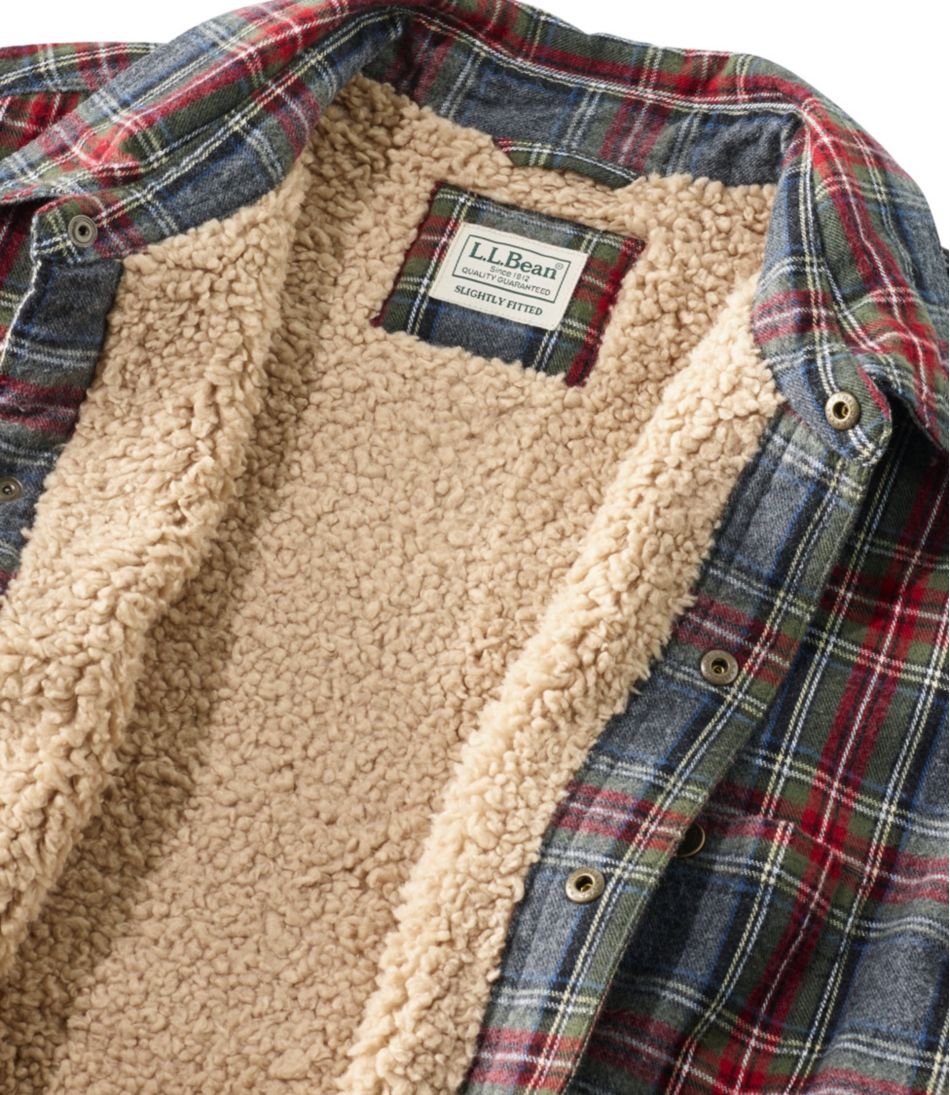 Men's Sherpa-Lined Scotch Plaid Shirt Slightly Fitted
