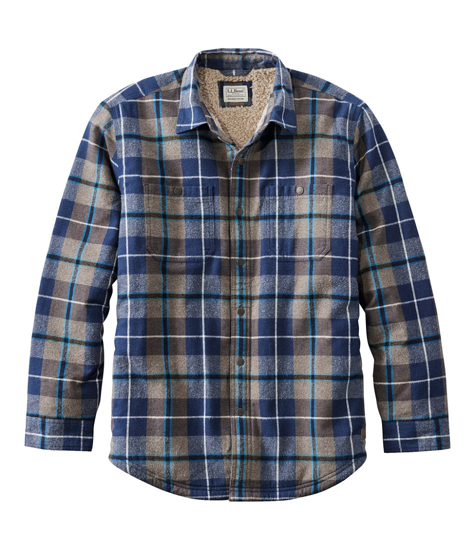 Men's Sherpa-Lined Scotch Plaid Shirt Slightly Fitted