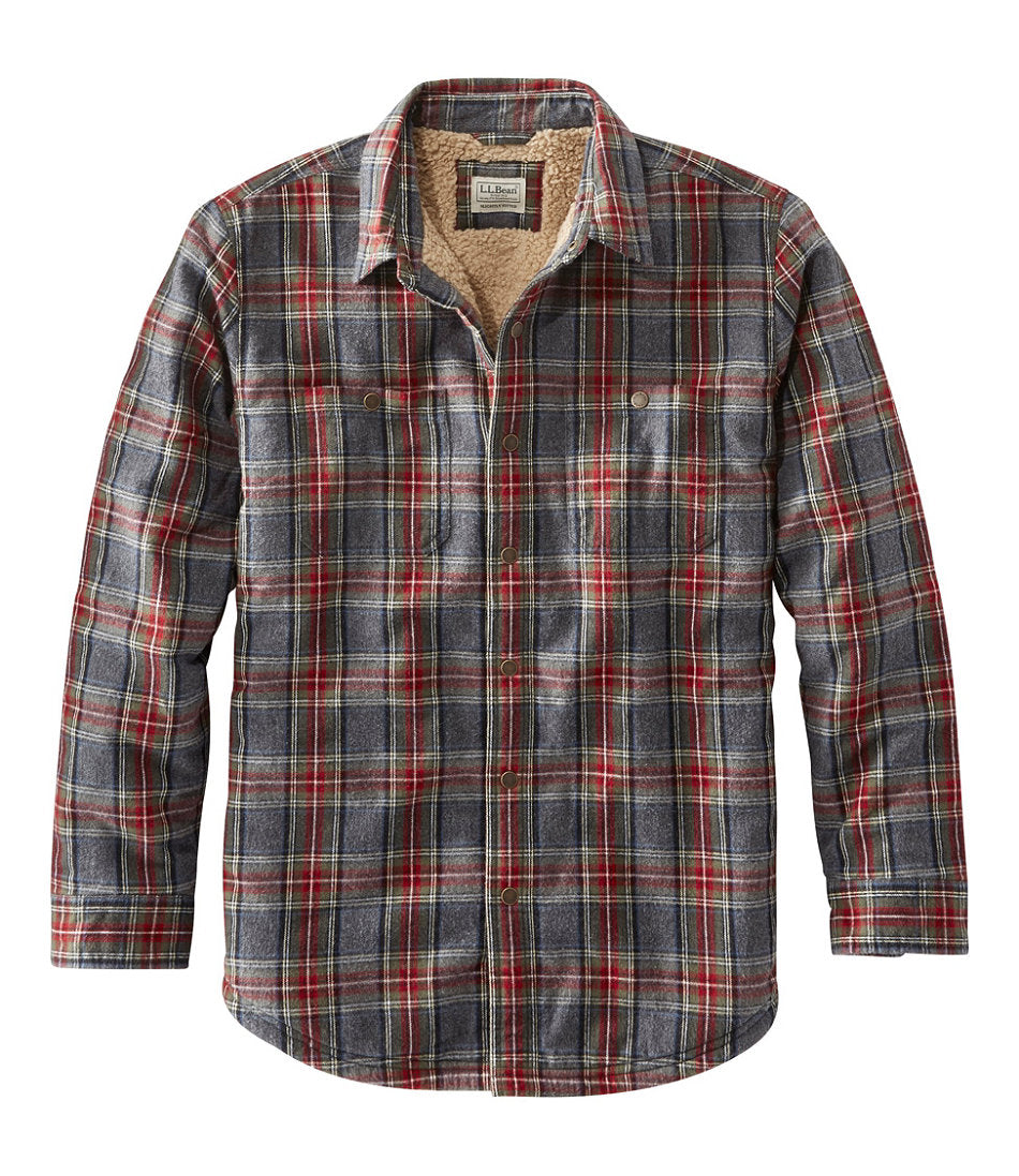 Men's Sherpa-Lined Scotch Plaid Shirt Slightly Fitted