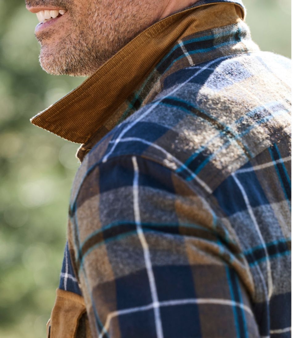 Men's Scotch Plaid Flannel Shirt Snap-Front Slightly Fitted Untucked Fit