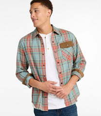 Men's Scotch Plaid Flannel Shirt Snap-Front Slightly Fitted Untucked Fit