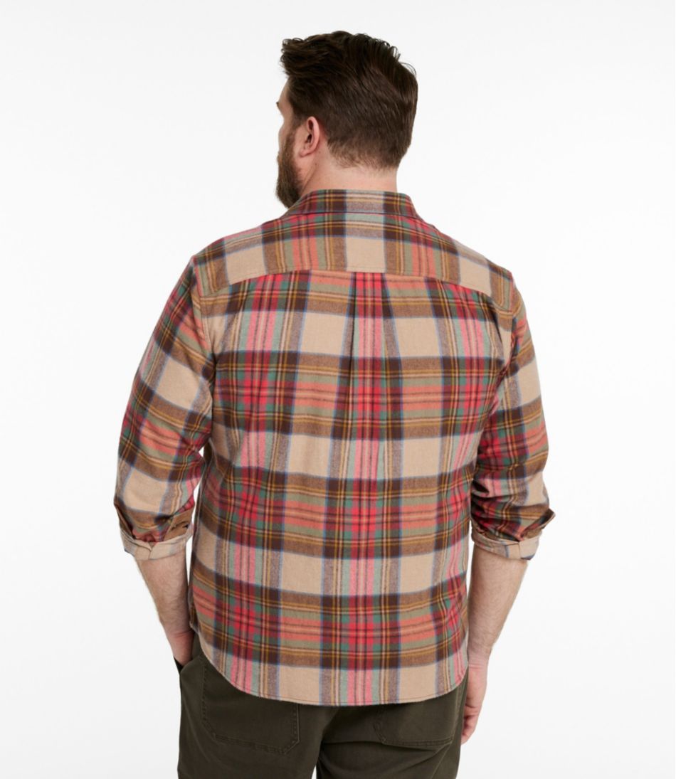 Men's Scotch Plaid Flannel Shirt Snap-Front Slightly Fitted Untucked Fit