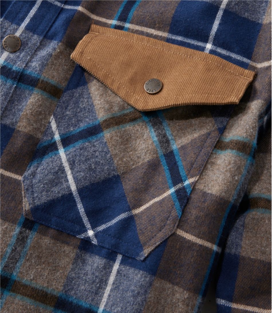 Men's Scotch Plaid Flannel Shirt Snap-Front Slightly Fitted Untucked Fit