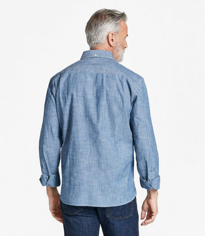 Men's Comfort Stretch® Chambray Shirt, Traditional Untucked Fit, Long-Sleeve