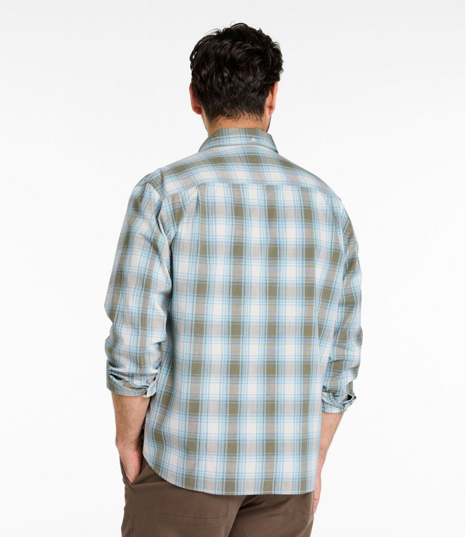 Print Traditional Untucked Fit Long-Sleeve Men's Comfort Stretch® Chambray Shirt