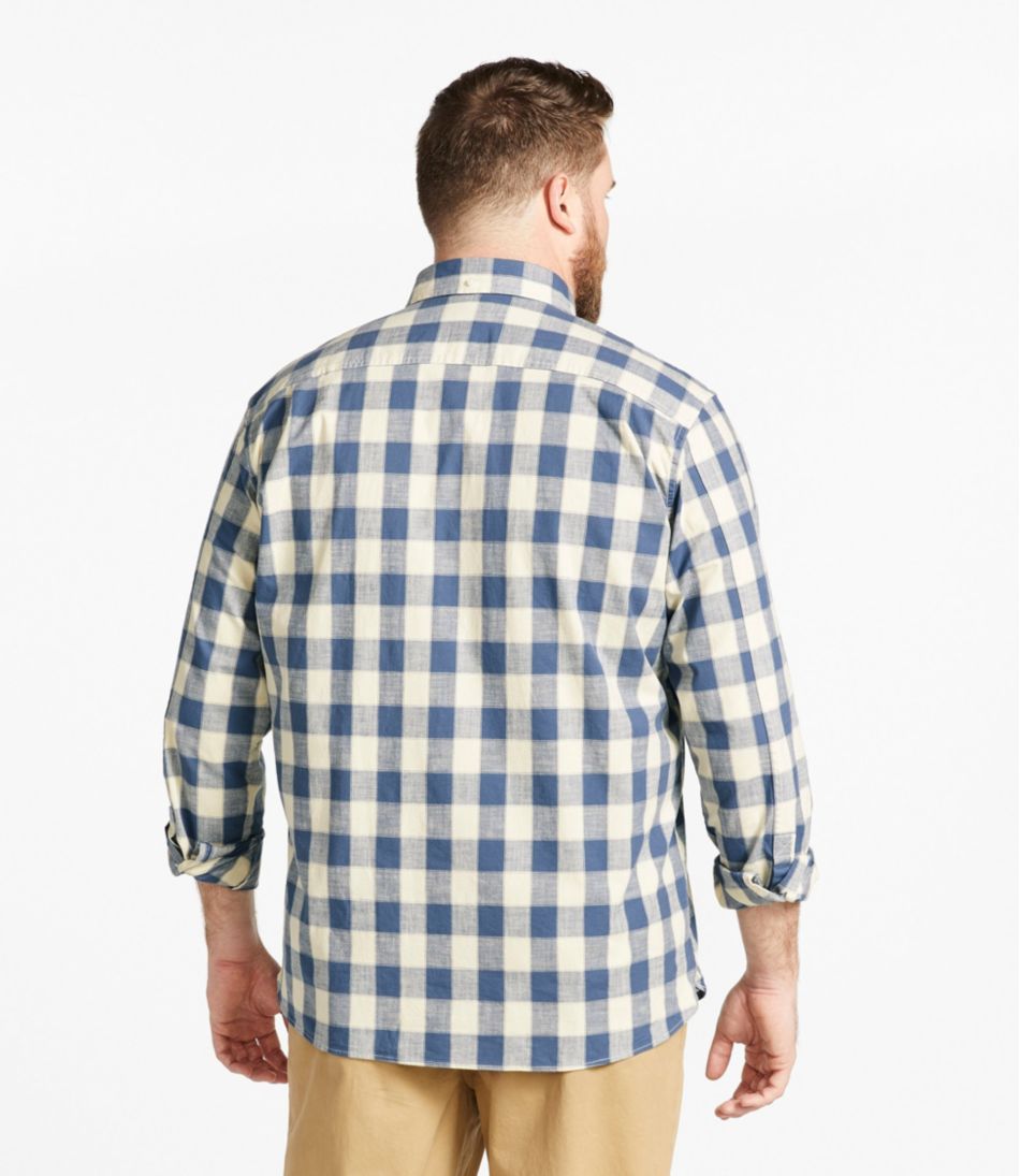 Print Traditional Untucked Fit Long-Sleeve Men's Comfort Stretch® Chambray Shirt