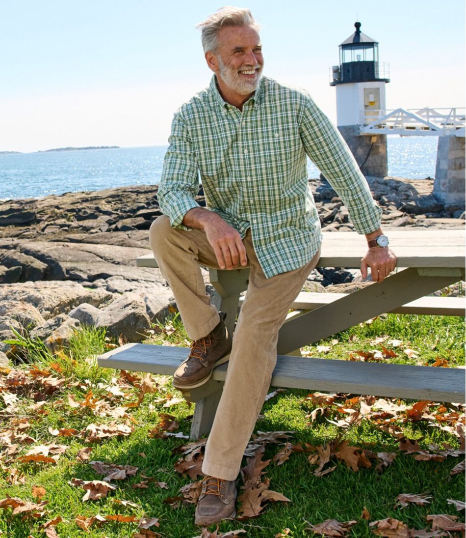 Print Traditional Untucked Fit Long-Sleeve Men's Comfort Stretch® Chambray Shirt