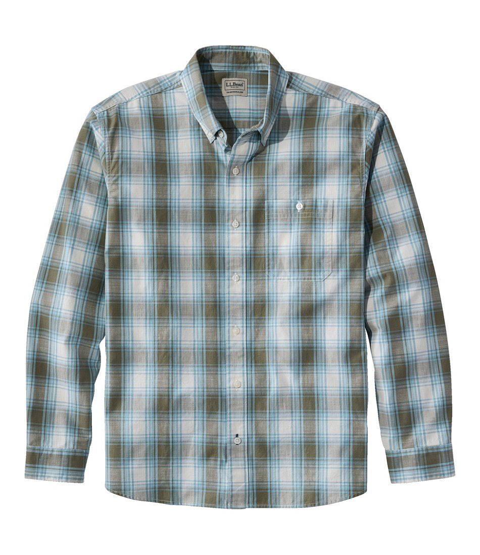 Print Traditional Untucked Fit Long-Sleeve Men's Comfort Stretch® Chambray Shirt