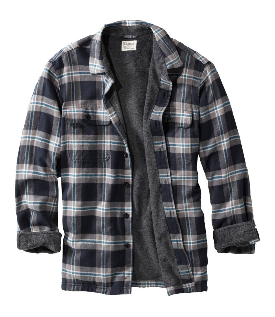 Men's Fleece-Lined Flannel Shirt Traditional Fit