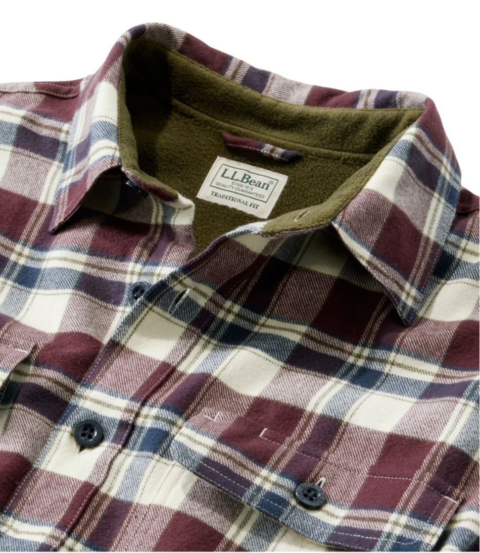 Men's Fleece-Lined Flannel Shirt Traditional Fit