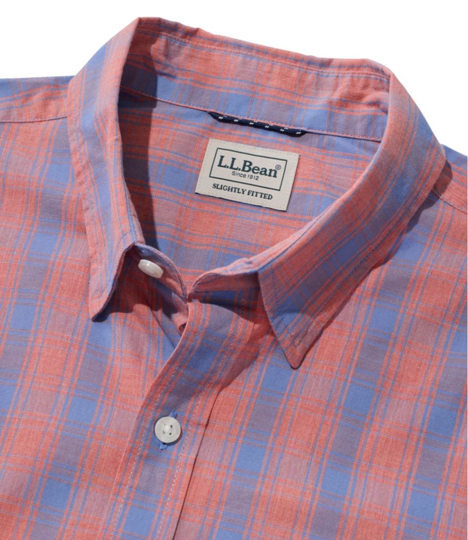 Long-Sleeve Men's Comfort Stretch Performance® Shirt Plaid Slightly Fitted Untucked Fit
