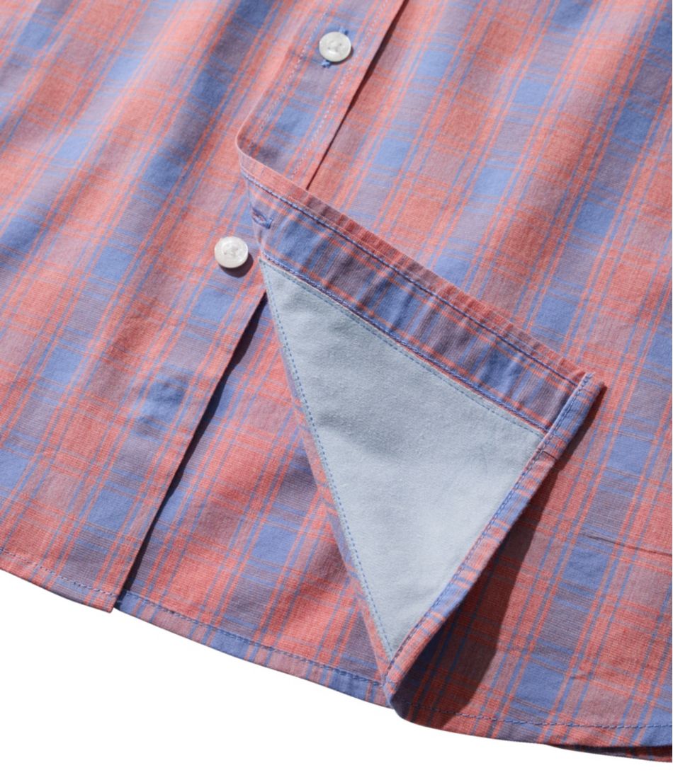 Long-Sleeve Men's Comfort Stretch Performance® Shirt Plaid Slightly Fitted Untucked Fit