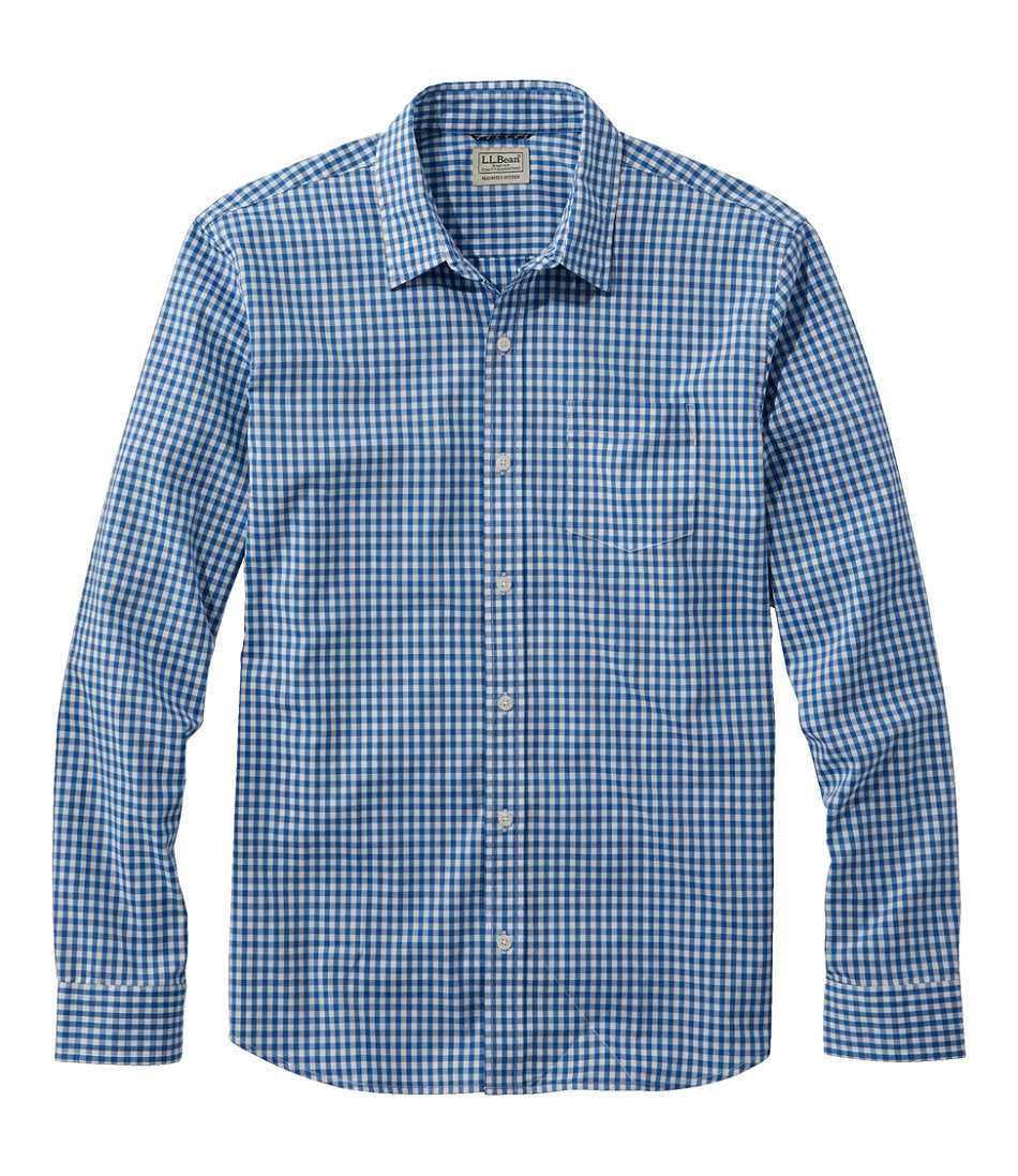 Long-Sleeve Men's Comfort Stretch Performance® Shirt Plaid Slightly Fitted Untucked Fit