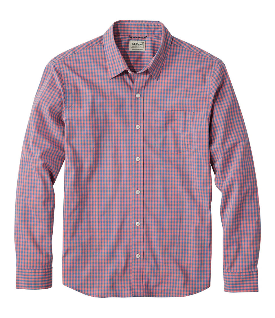 Long-Sleeve Men's Comfort Stretch Performance® Shirt Plaid Slightly Fitted Untucked Fit