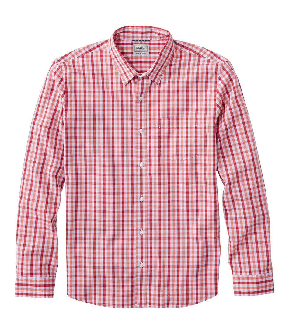 Long-Sleeve Men's Comfort Stretch Performance® Shirt Plaid Slightly Fitted Untucked Fit
