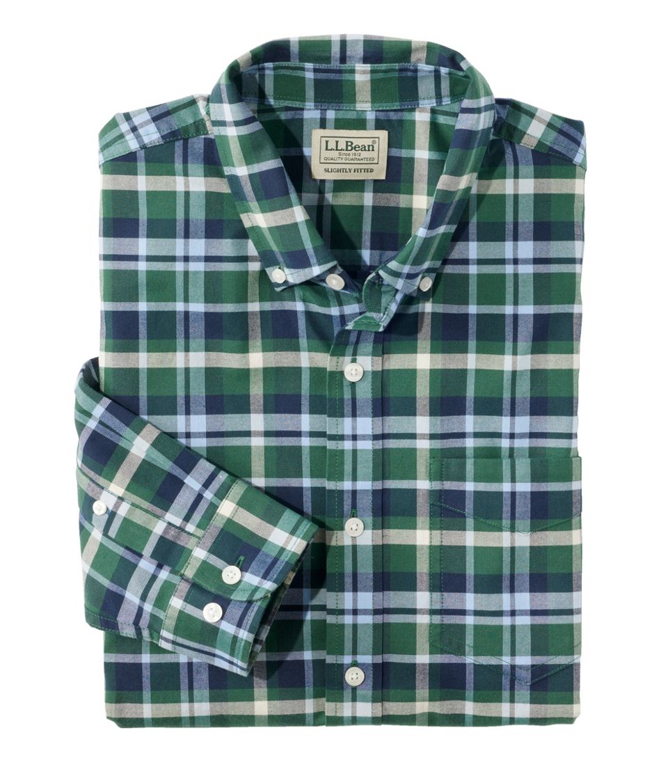 Plaid Men's Comfort Stretch® Oxford Shirt Slightly Fitted Untucked Fit