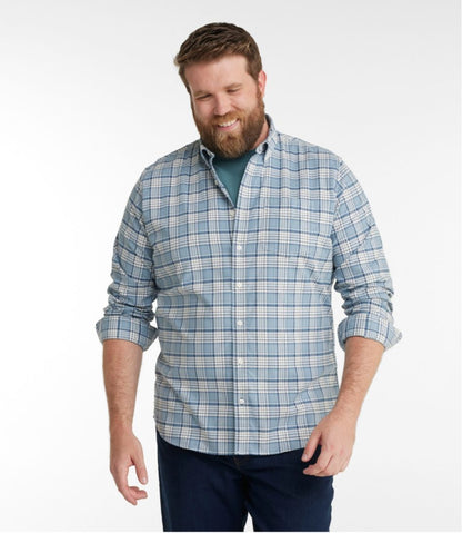 Men's Comfort Stretch® Oxford Shirt, Slightly Fitted Untucked Fit, Plaid
