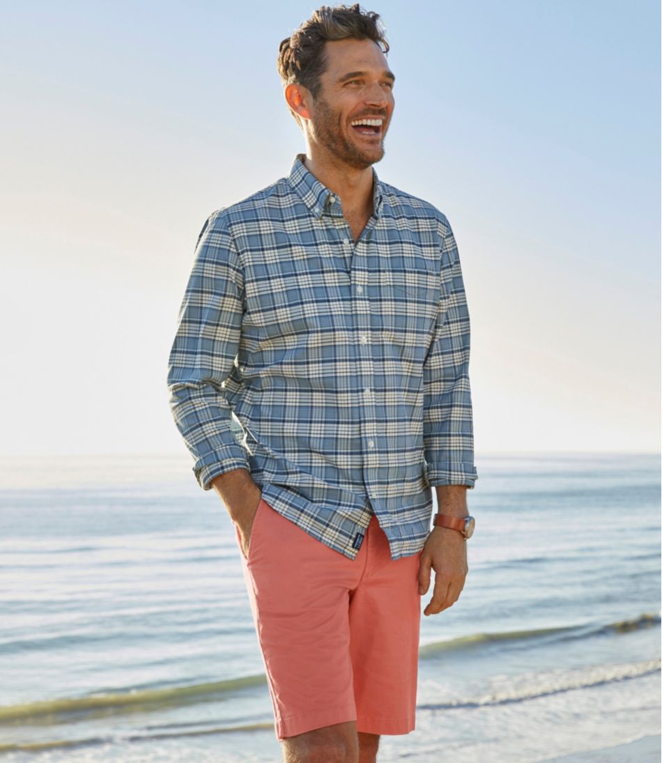 Plaid Men's Comfort Stretch® Oxford Shirt Slightly Fitted Untucked Fit