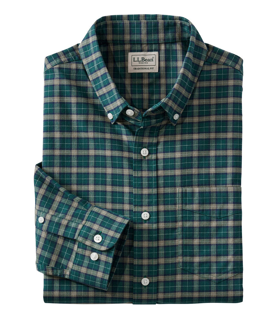 Plaid Men's Comfort Stretch® Oxford Shirt Slightly Fitted Untucked Fit