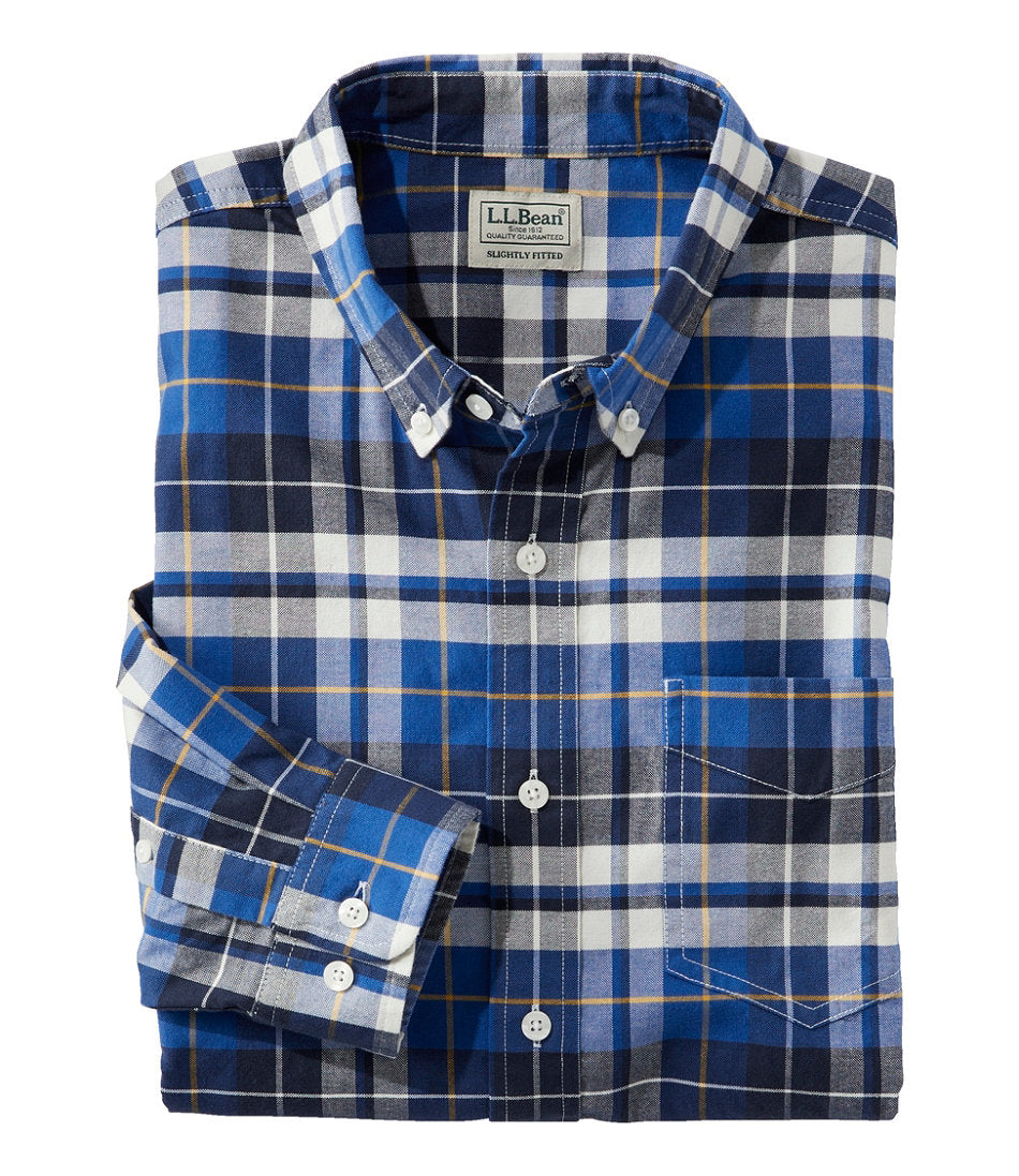 Plaid Men's Comfort Stretch® Oxford Shirt Slightly Fitted Untucked Fit