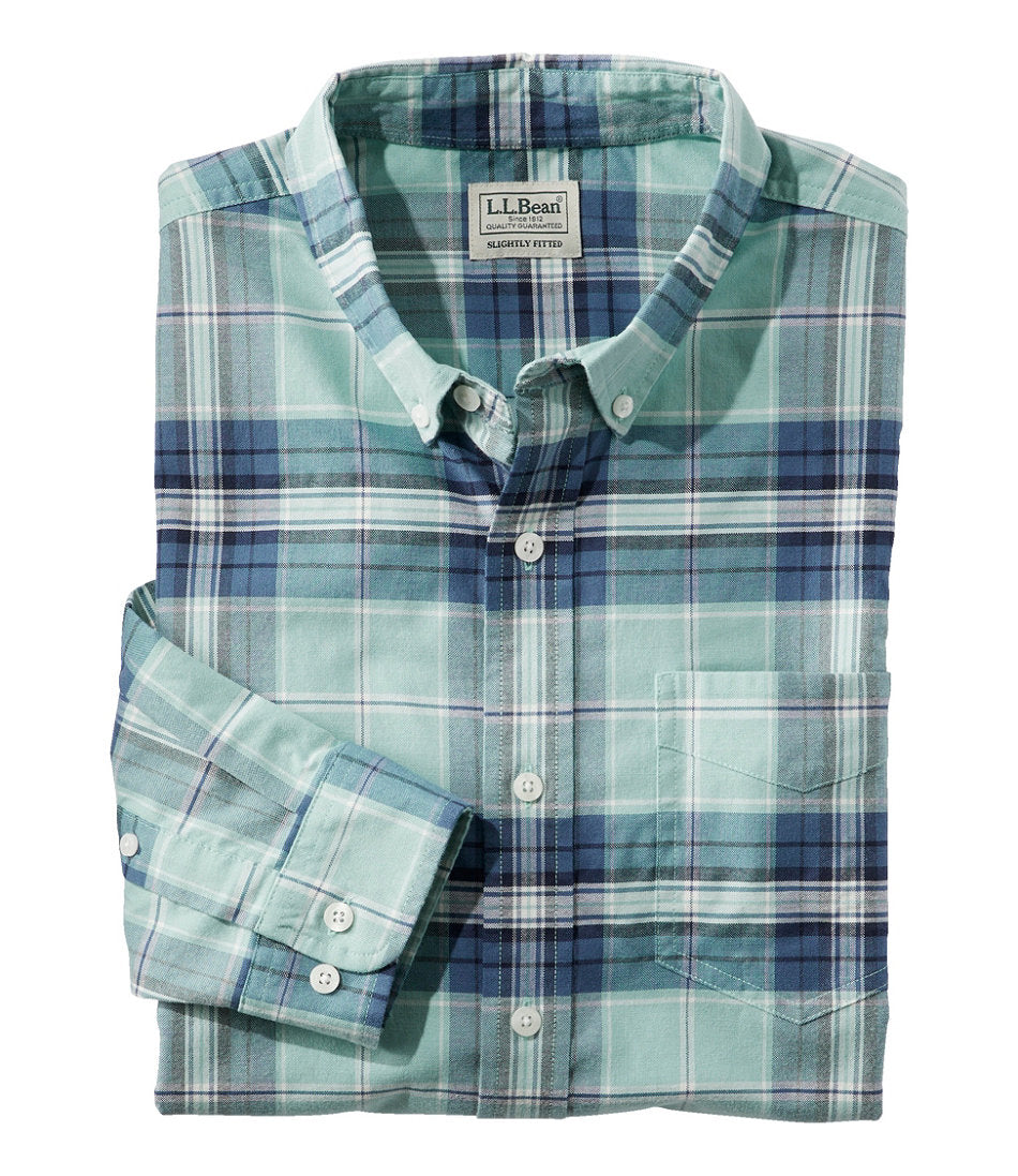Plaid Men's Comfort Stretch® Oxford Shirt Slightly Fitted Untucked Fit
