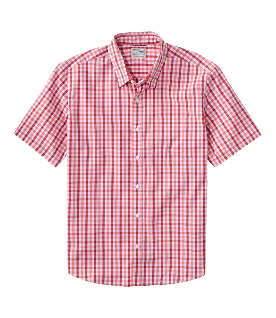 Short-Sleeve Men's Comfort Stretch Performance® Shirt Plaid Slightly Fitted Untucked Fit