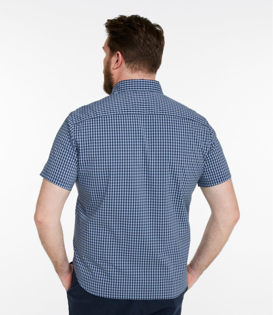 Short-Sleeve Men's Comfort Stretch Performance® Shirt Plaid Slightly Fitted Untucked Fit