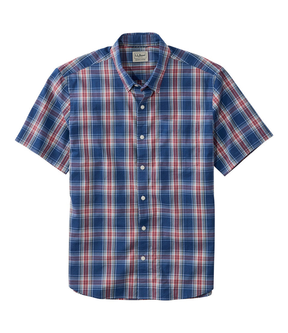 Short-Sleeve Men's Comfort Stretch Performance® Shirt Plaid Slightly Fitted Untucked Fit