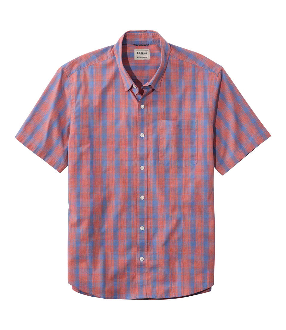 Short-Sleeve Men's Comfort Stretch Performance® Shirt Plaid Slightly Fitted Untucked Fit