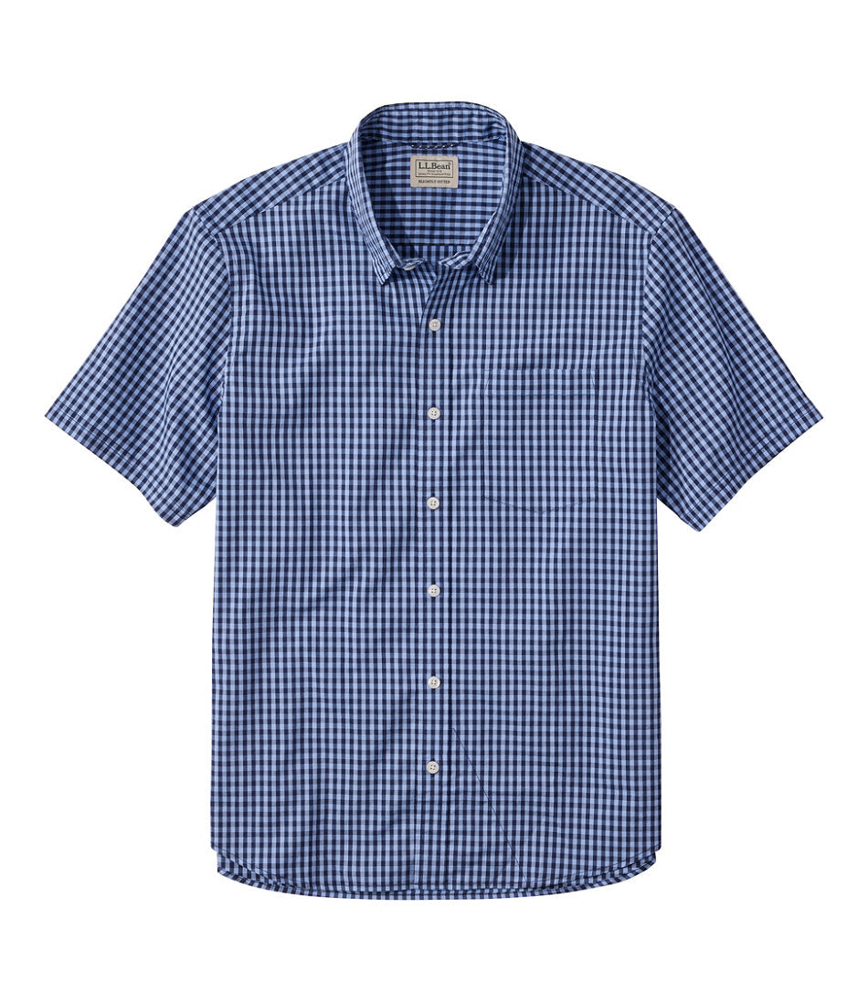 Short-Sleeve Men's Comfort Stretch Performance® Shirt Plaid Slightly Fitted Untucked Fit