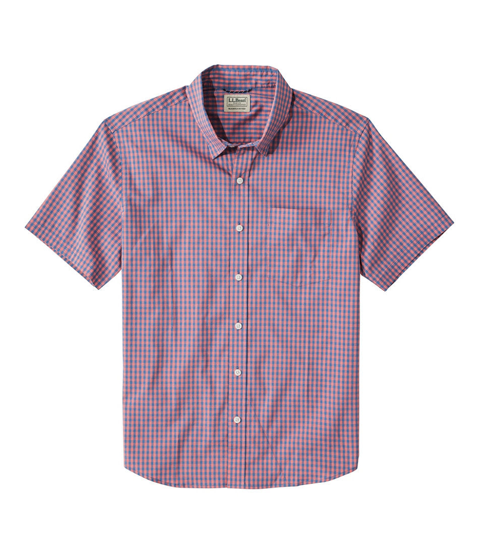 Short-Sleeve Men's Comfort Stretch Performance® Shirt Plaid Slightly Fitted Untucked Fit