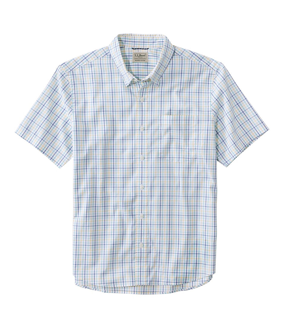 Short-Sleeve Men's Comfort Stretch Performance® Shirt Plaid Slightly Fitted Untucked Fit