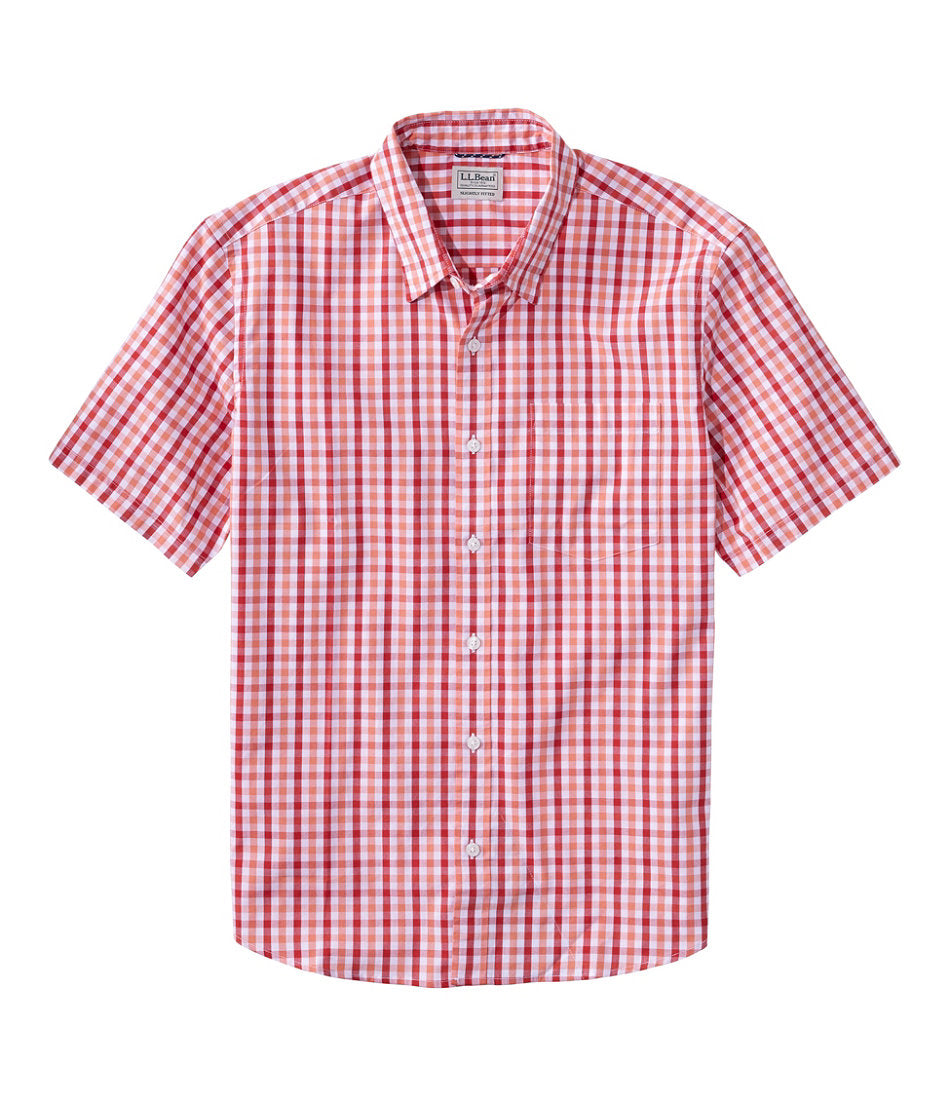 Short-Sleeve Men's Comfort Stretch Performance® Shirt Plaid Slightly Fitted Untucked Fit